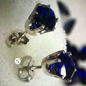 Genuine Corn Flower Blue Sapphire Earrings
